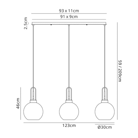 ACH2850 Achernar 3 Light Ceiling Pendant Polished Nickel/Smoked