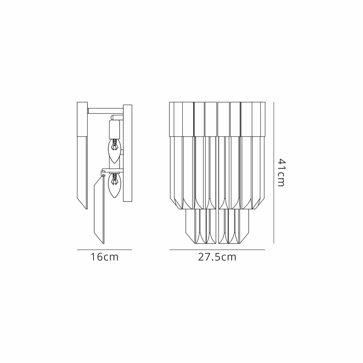 ADH0009 Adhil 3 Light Wall Light Polished Nickel/Cognac