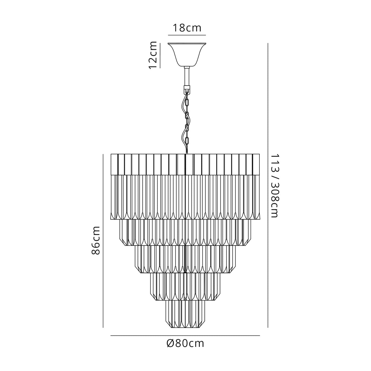 ADH0328 Adhil Round 19 Light 5 Tier Ceiling Pendant Brass/Clear