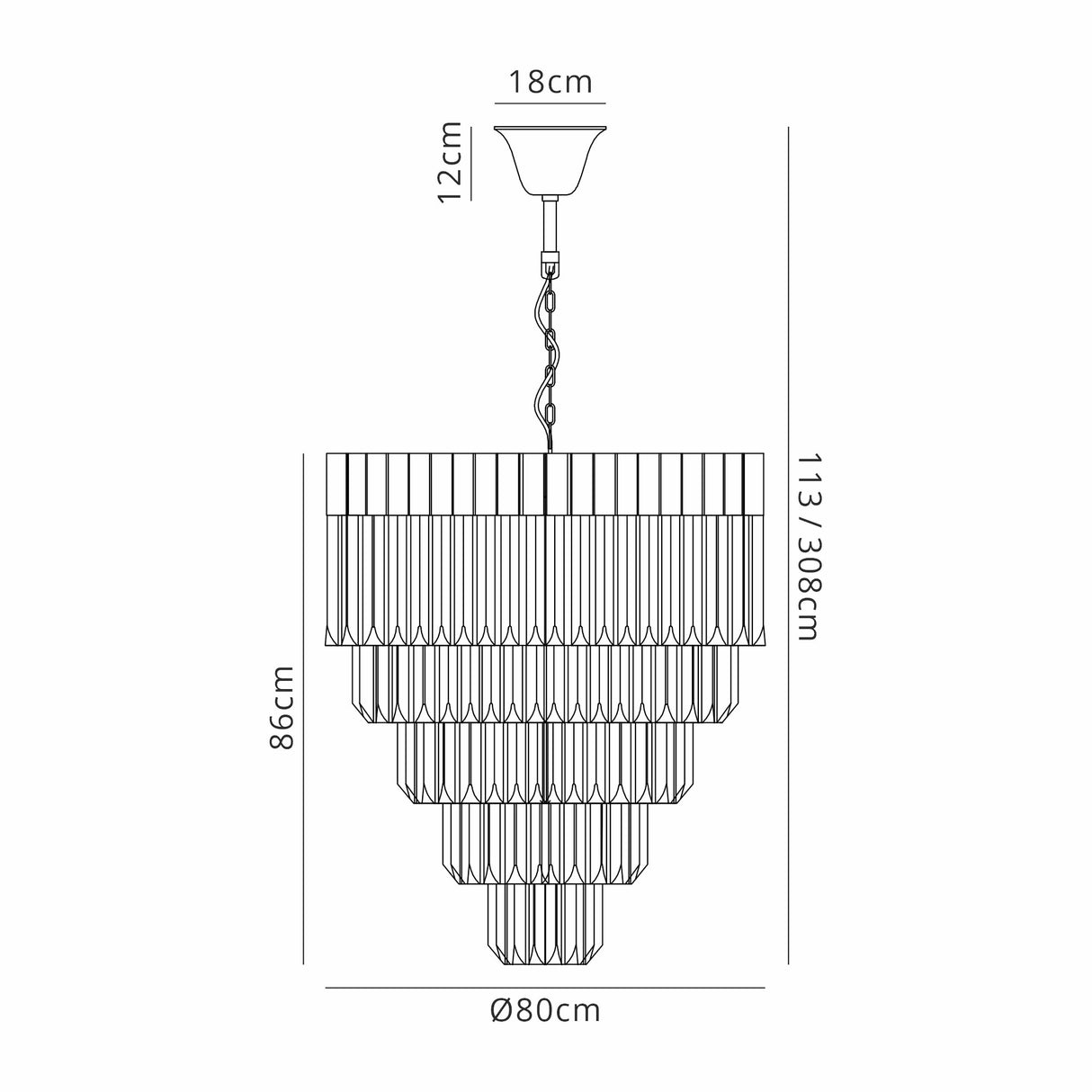 ADH0898 Adhil Round 19 Light 5 Tier Ceiling Pendant Brass/Smoked