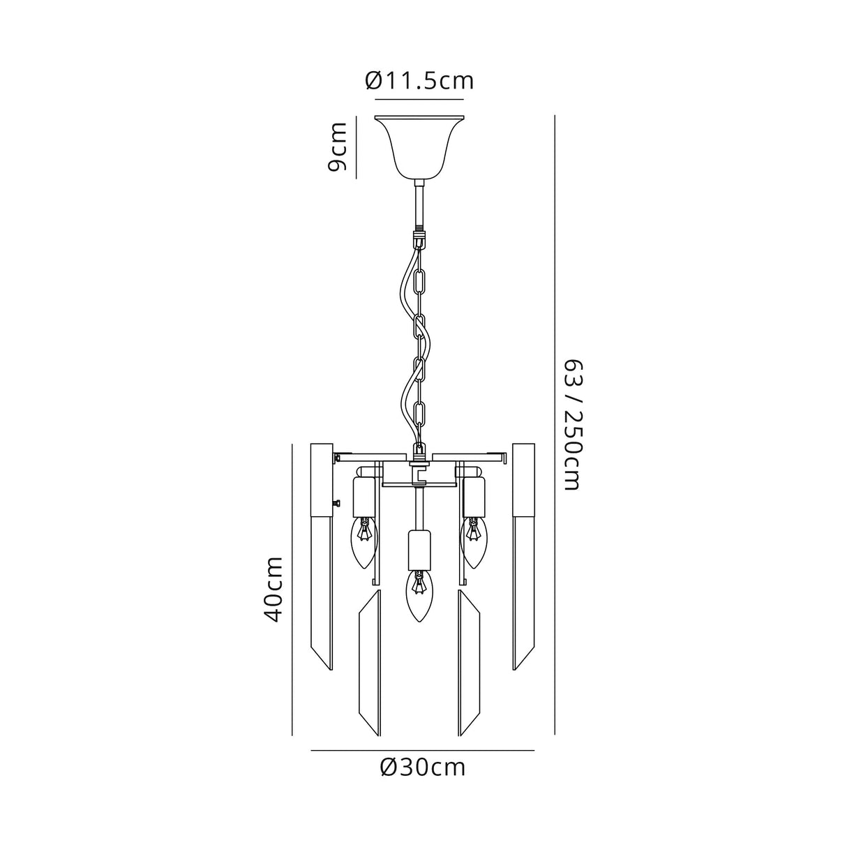 ADH1537 Adhil Round 4 Light Ceiling Pendant Brass/Clear