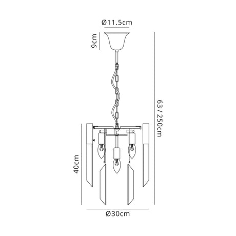 ADH1537 Adhil Round 4 Light Ceiling Pendant Brass/Clear