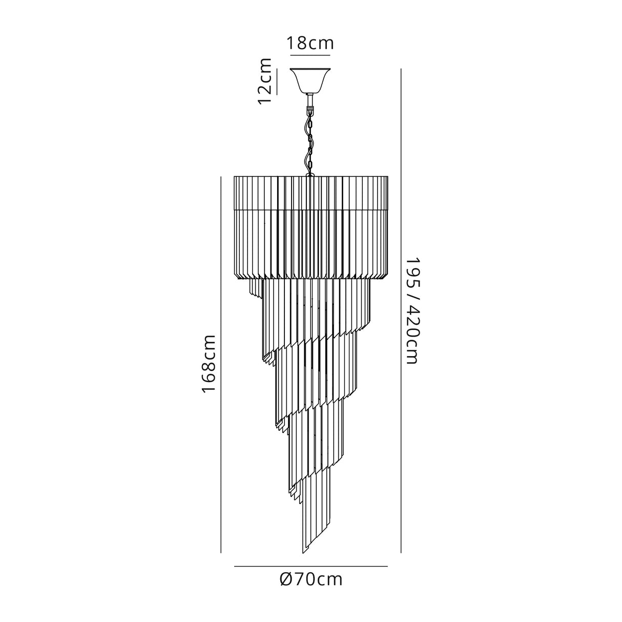 ADH3428 Adhil 23 Light 5 Tier 57kg Ceiling Pendant Polished Nickel/Clear