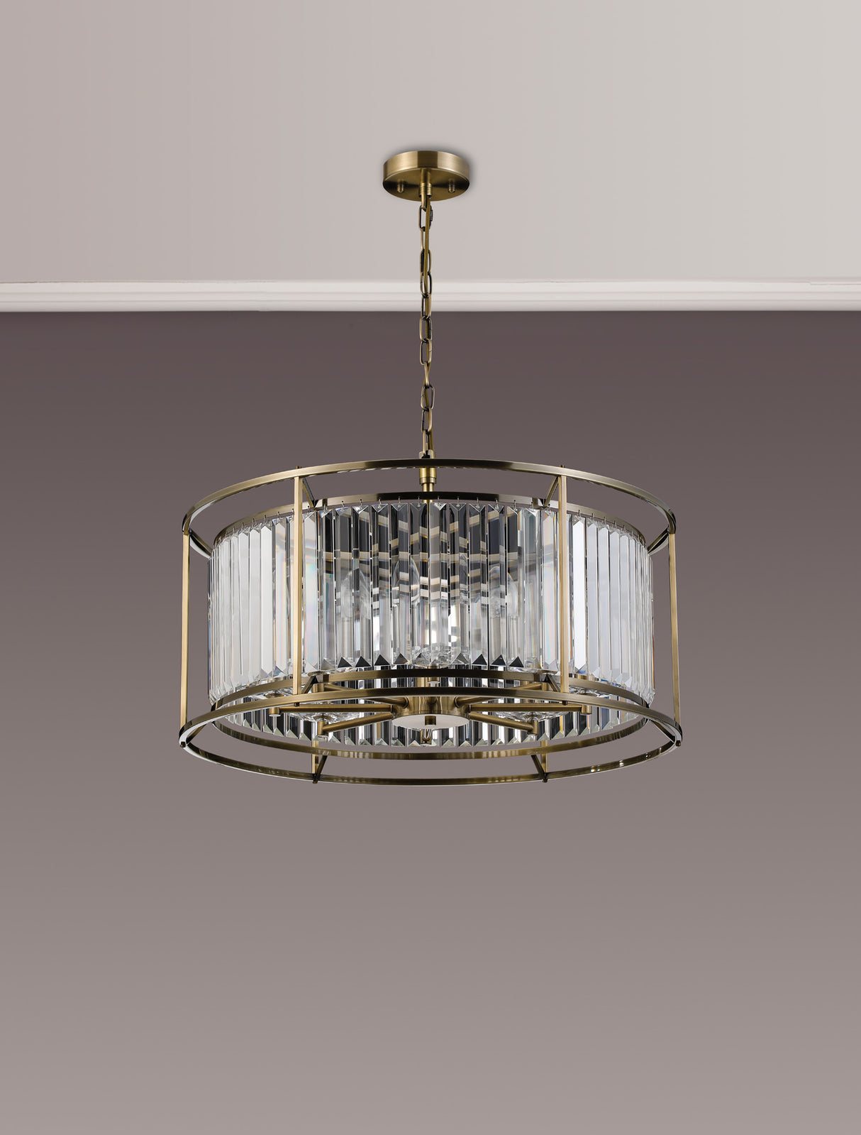 ROY0319 Royal 8 Light Crystal Ceiling Pendant Antique Brass