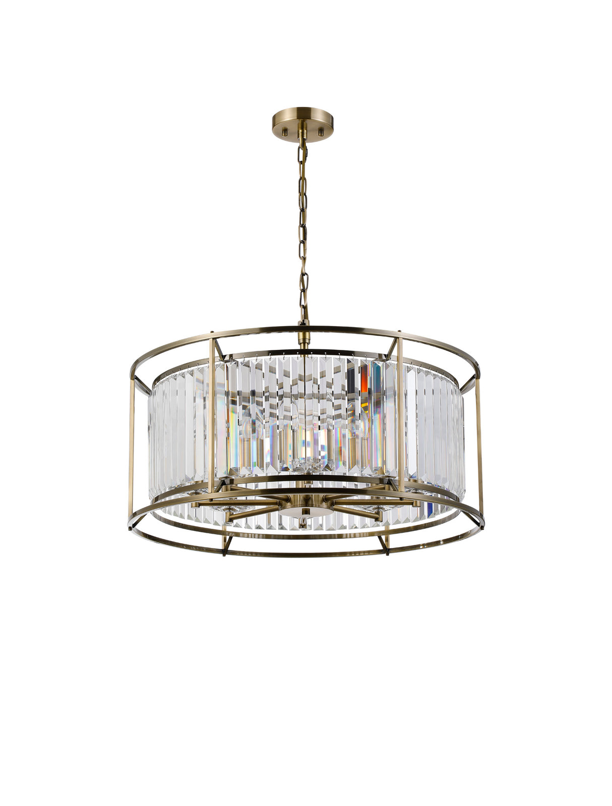 ROY0319 Royal 8 Light Crystal Ceiling Pendant Antique Brass