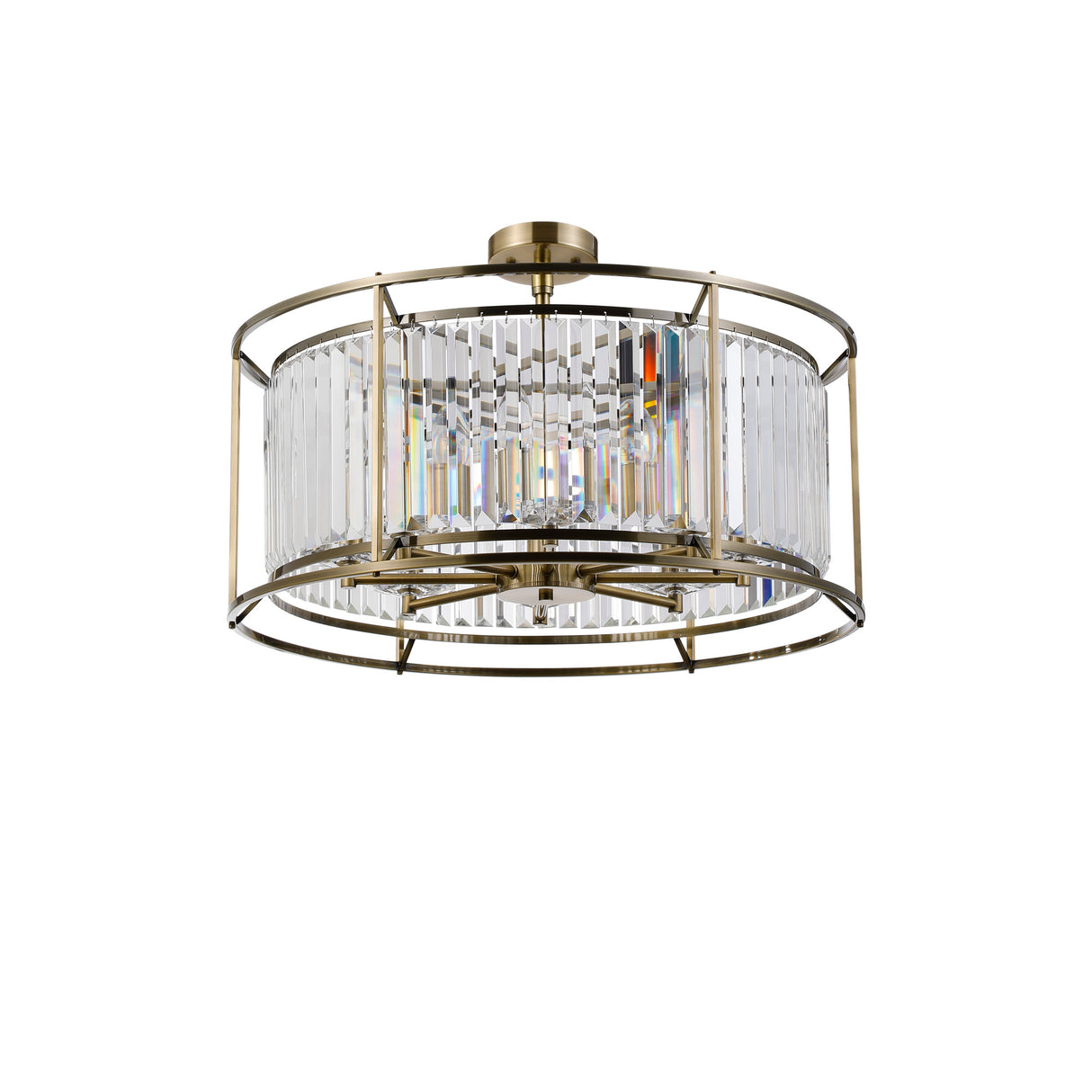 ROY0319 Royal 8 Light Crystal Ceiling Pendant Antique Brass