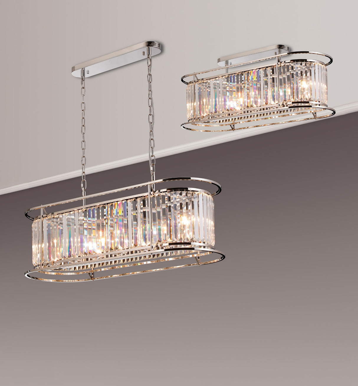 ROY1219 Royal 7 Light Crystal Ceiling Pendant Polished Nickel