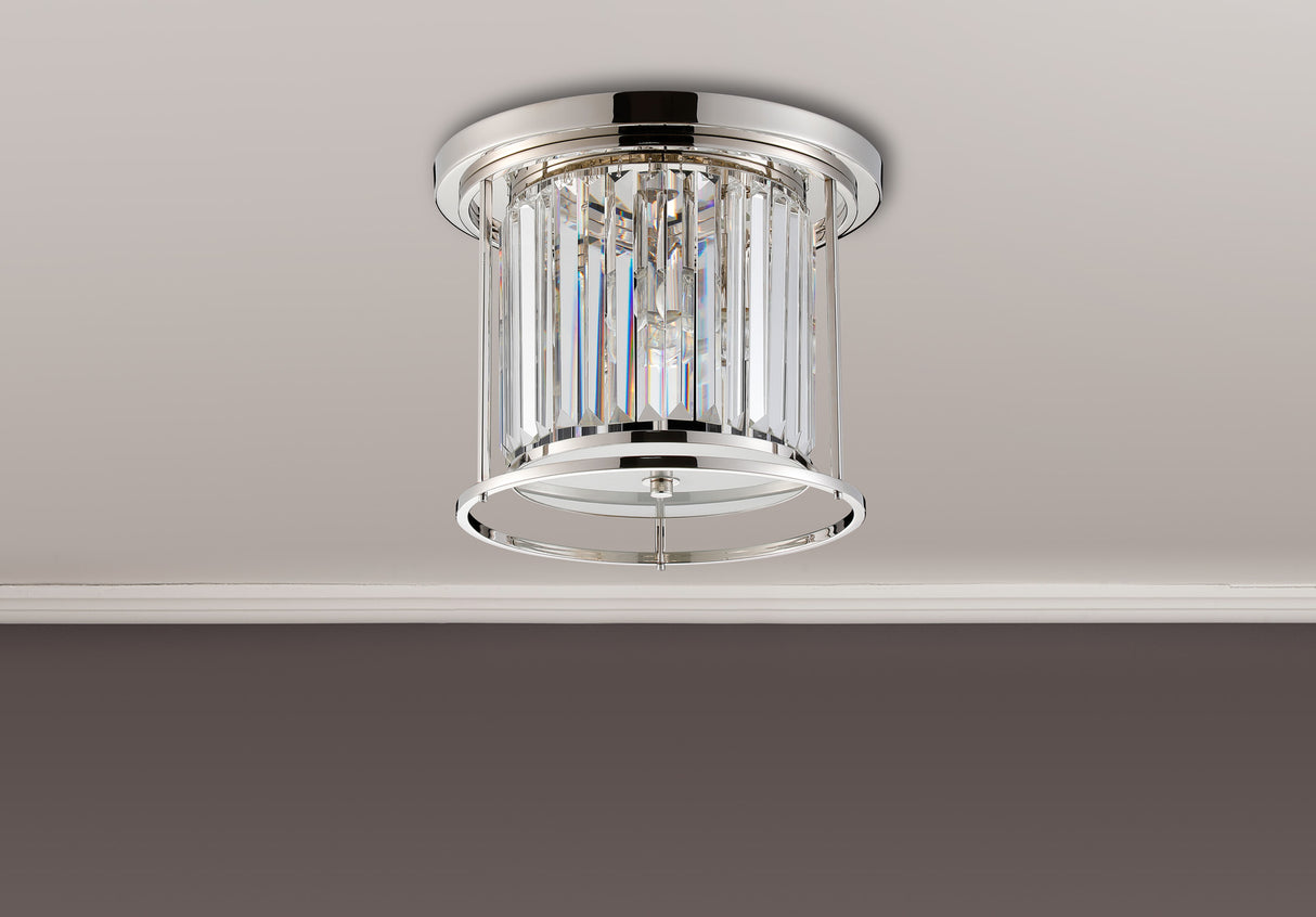 ROY2219 Royal 3 Light Crystal Ceiling Light Polished Nickel