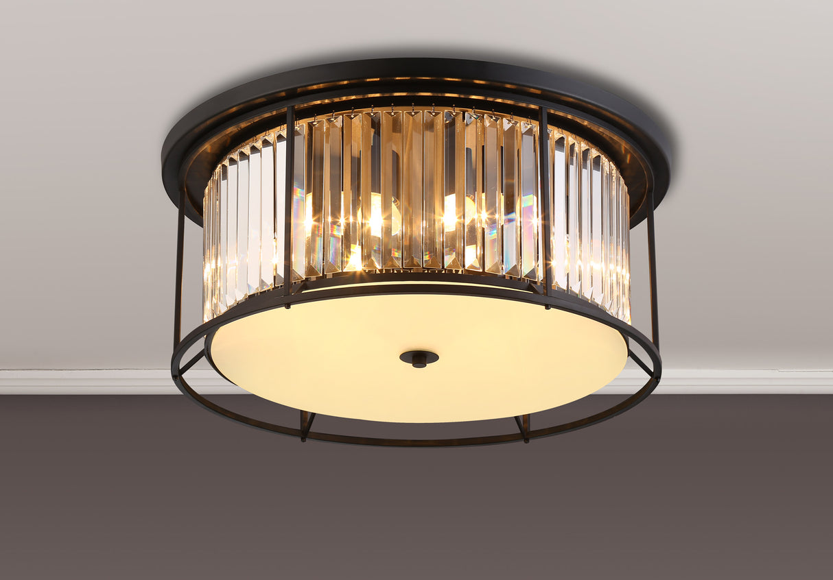 ROY3119 Royal 6 Light Crystal Ceiling Light Satin Black