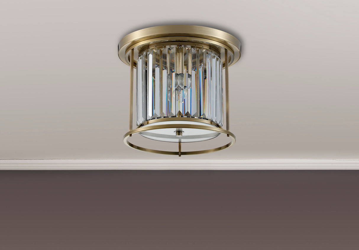 ROY3319 Royal 3 Light Crystal Ceiling Light Antique Brass