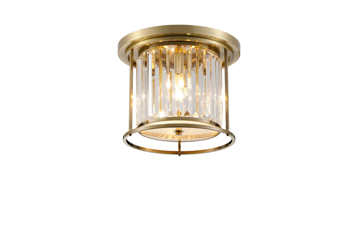 ROY3319 Royal 3 Light Crystal Ceiling Light Antique Brass