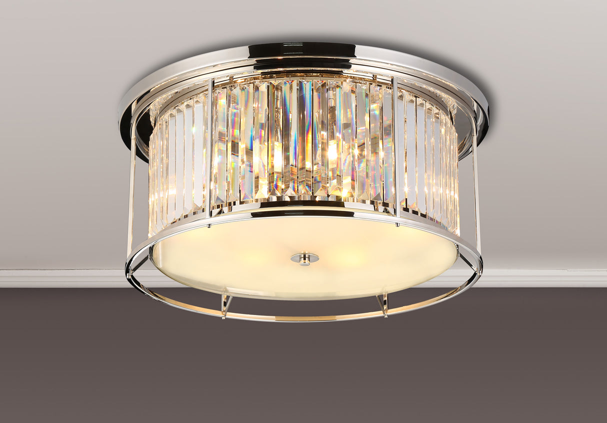 ROY4219 Royal 6 Light Crystal Ceiling Light Polished Nickel