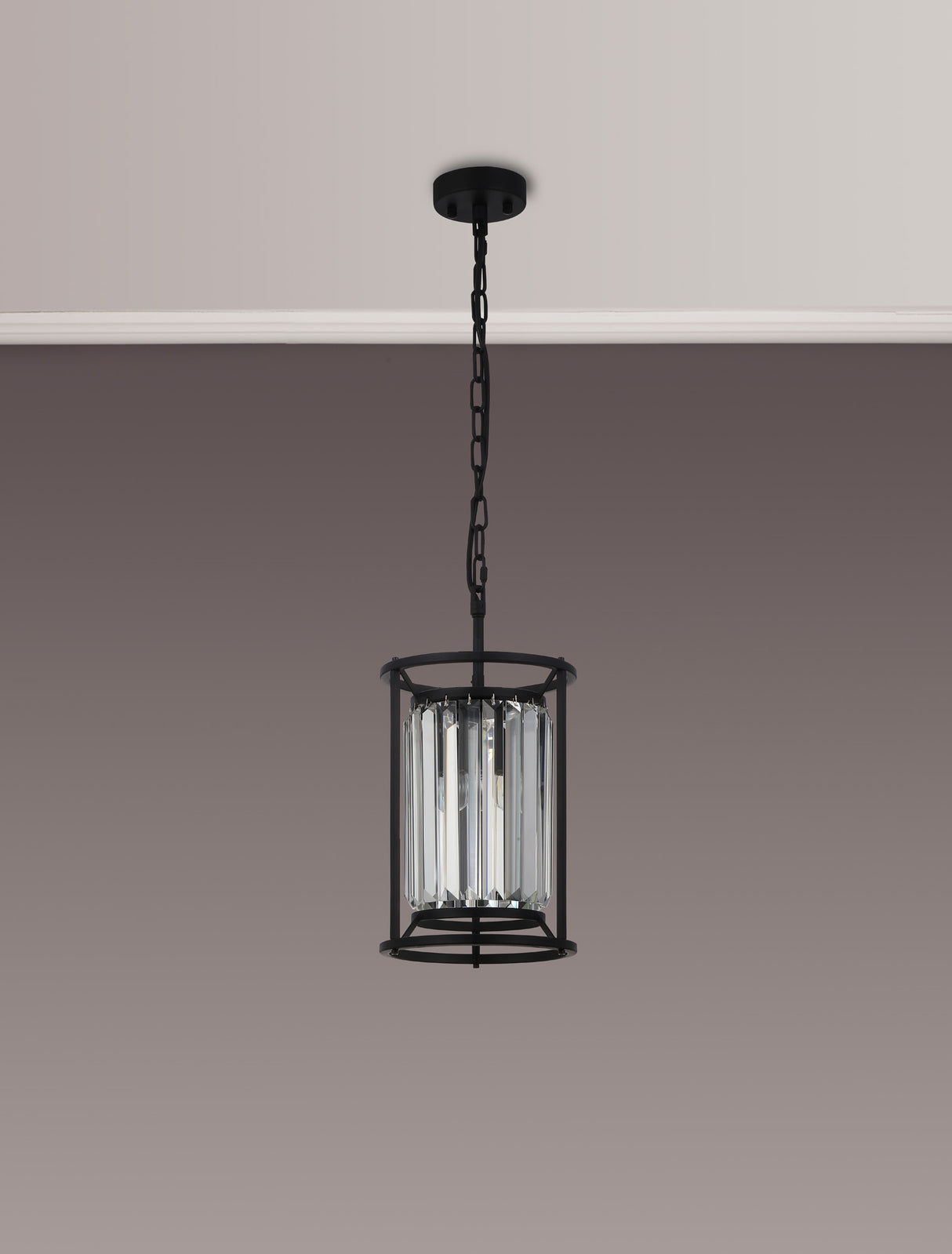 ROY5019 Royal 1 Light Crystal Ceiling Pendant Satin Black