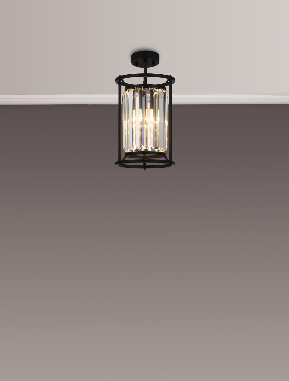 ROY5019 Royal 1 Light Crystal Ceiling Pendant Satin Black