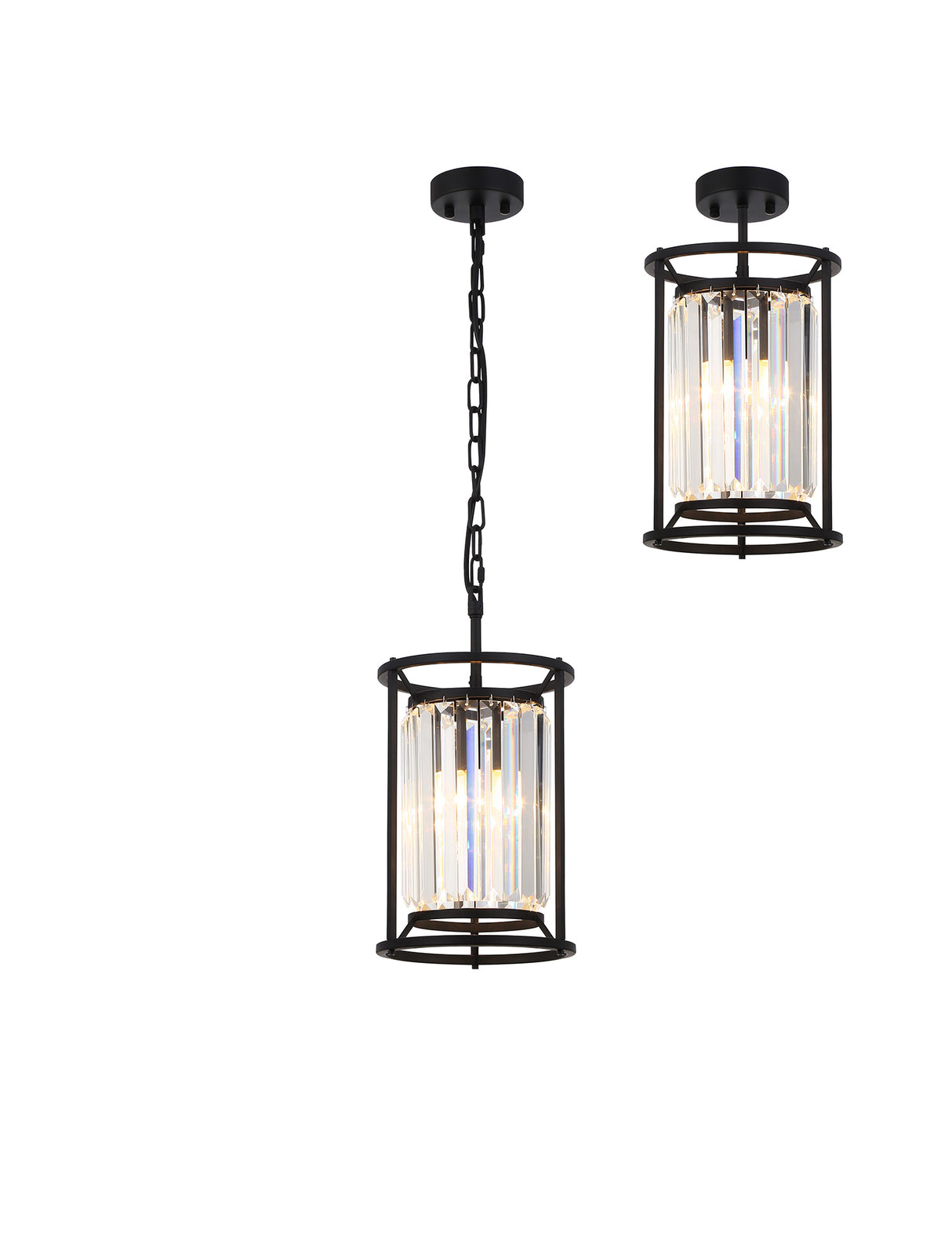 ROY5019 Royal 1 Light Crystal Ceiling Pendant Satin Black