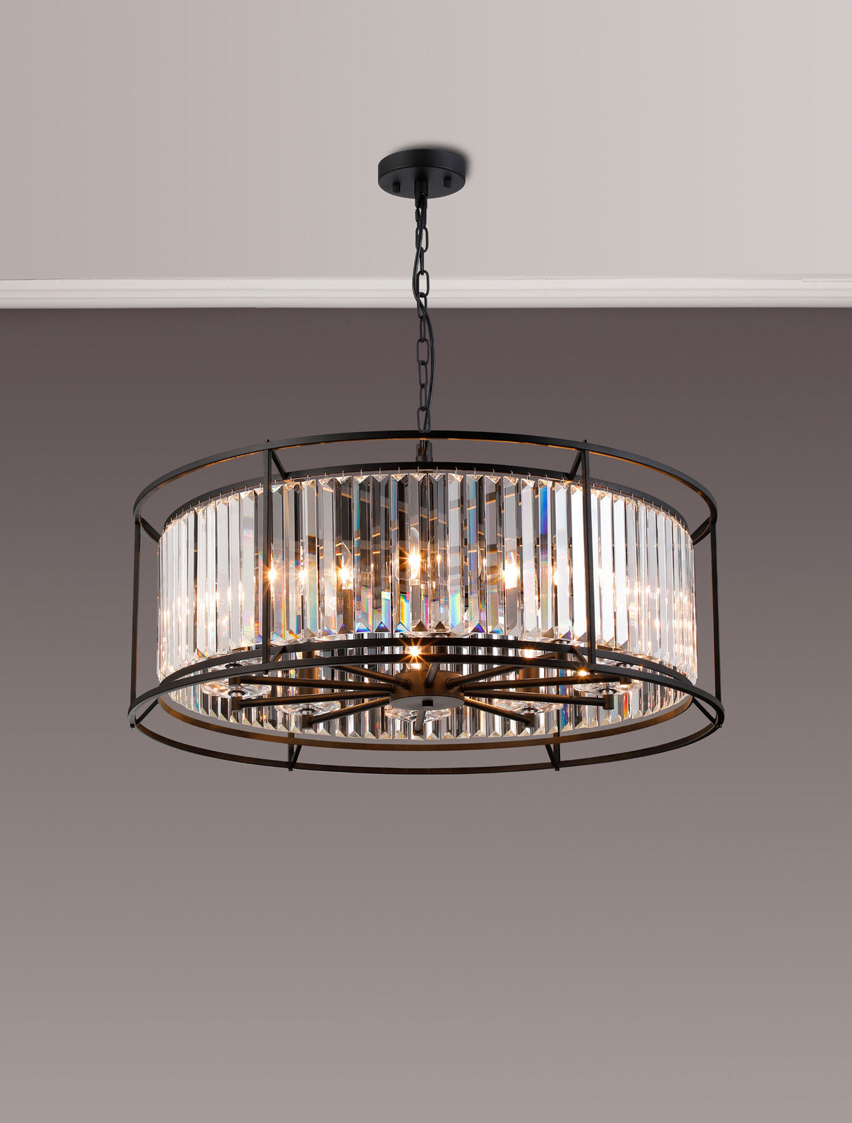 ROY5039 Royal 10 Light Crystal Ceiling Pendant Satin Black