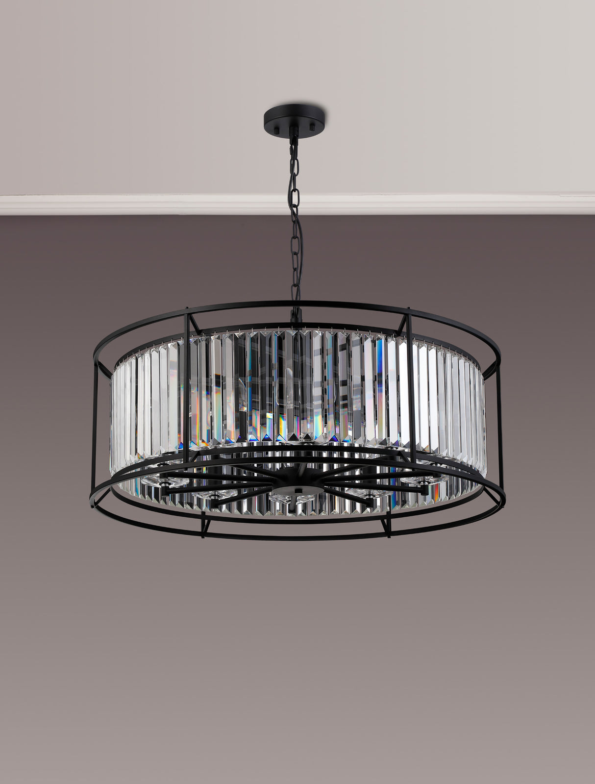 ROY5039 Royal 10 Light Crystal Ceiling Pendant Satin Black