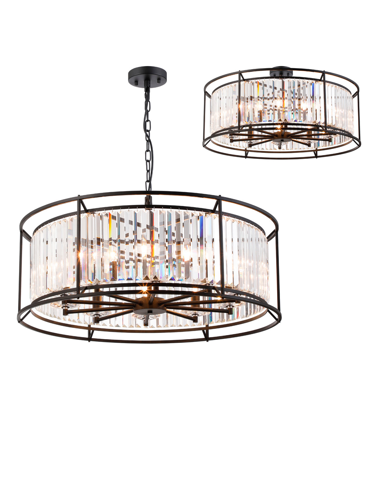 ROY5039 Royal 10 Light Crystal Ceiling Pendant Satin Black