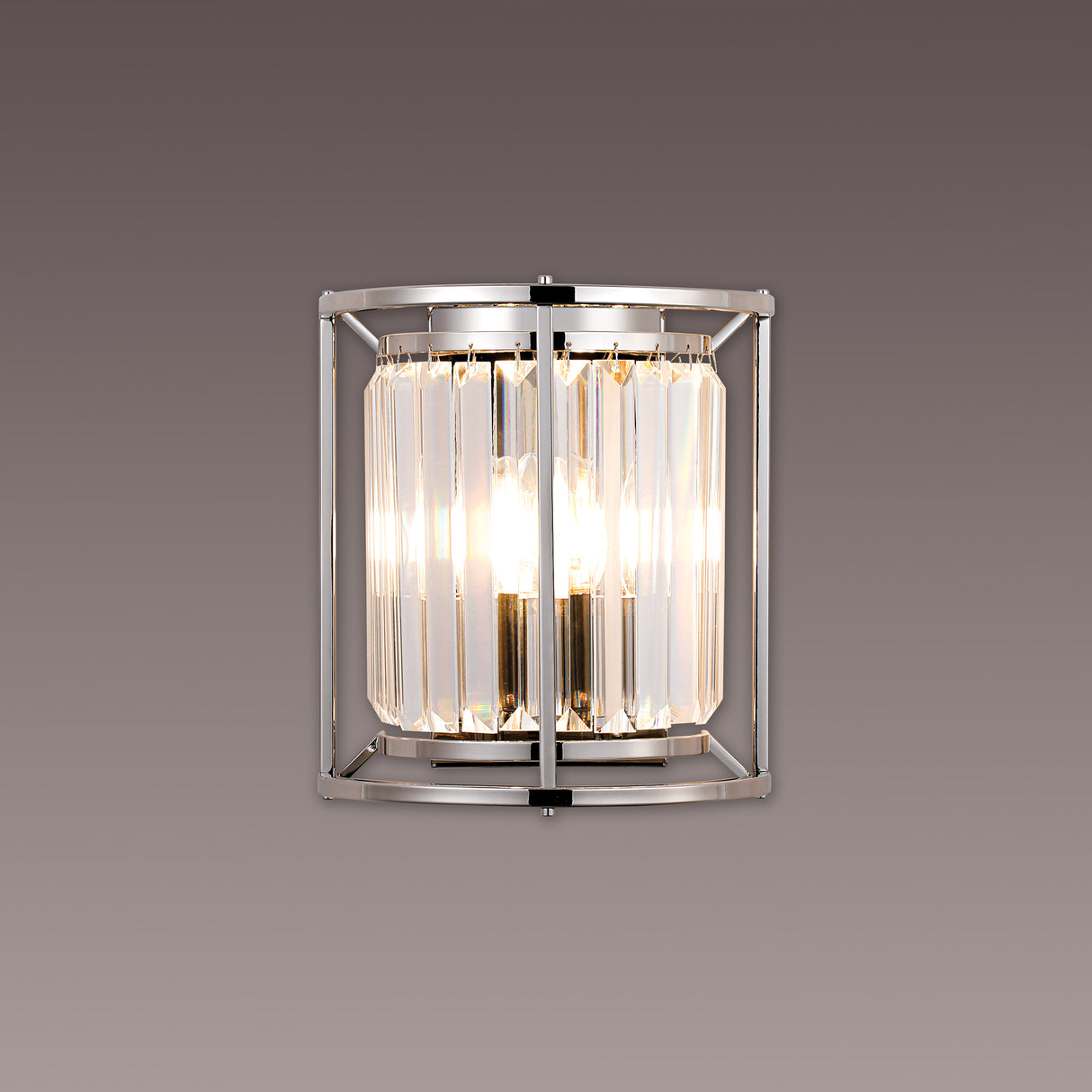 ROY5219 Royal 2 Light Crystal Wall Light Polished Nickel