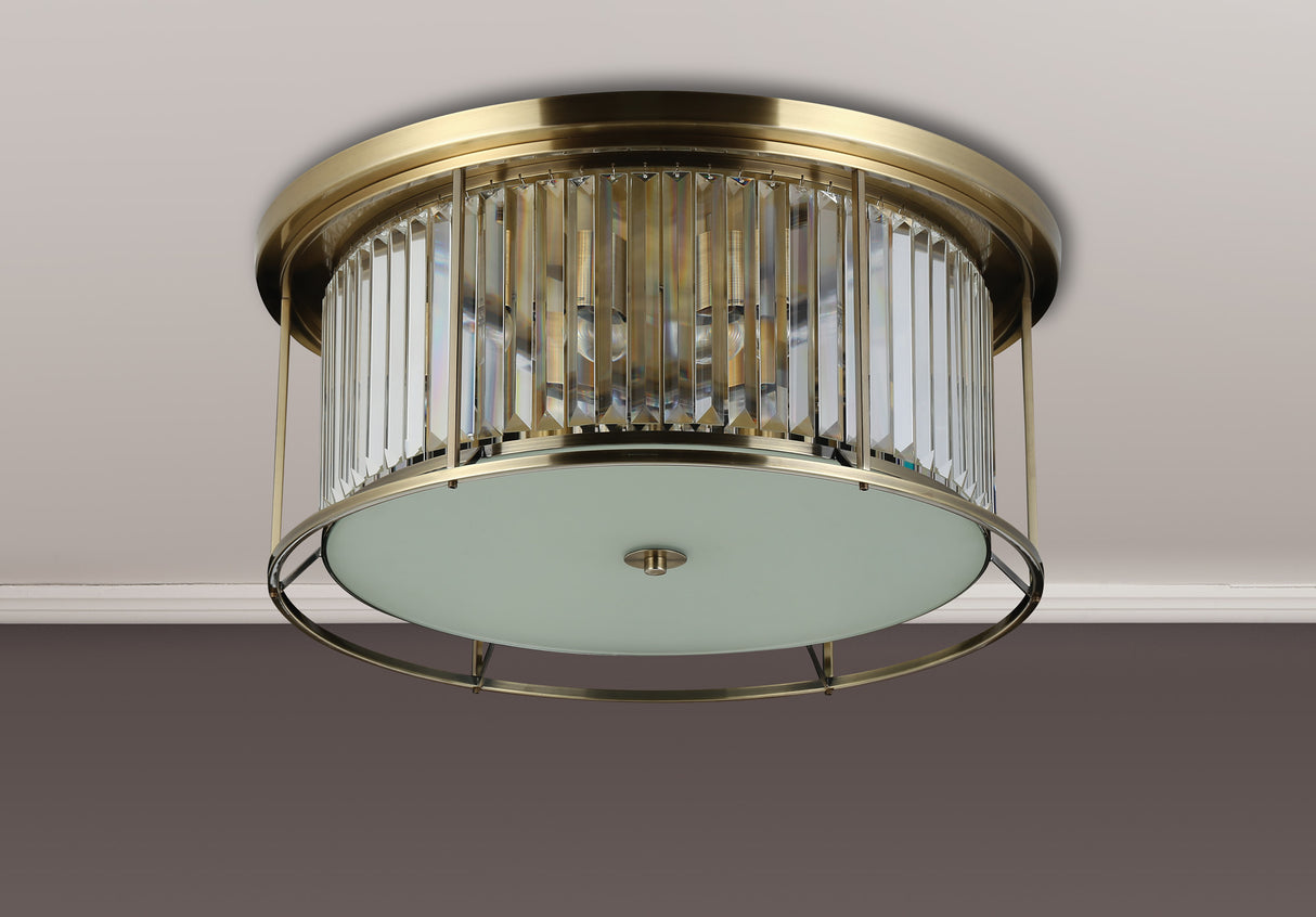 ROY5319 Royal 6 Light Crystal Ceiling Light Antique Brass