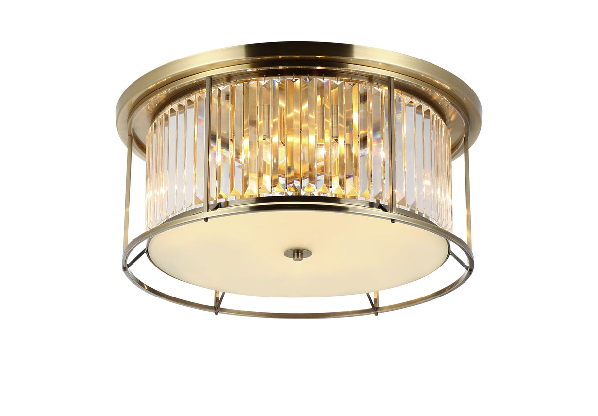 ROY5319 Royal 6 Light Crystal Ceiling Light Antique Brass