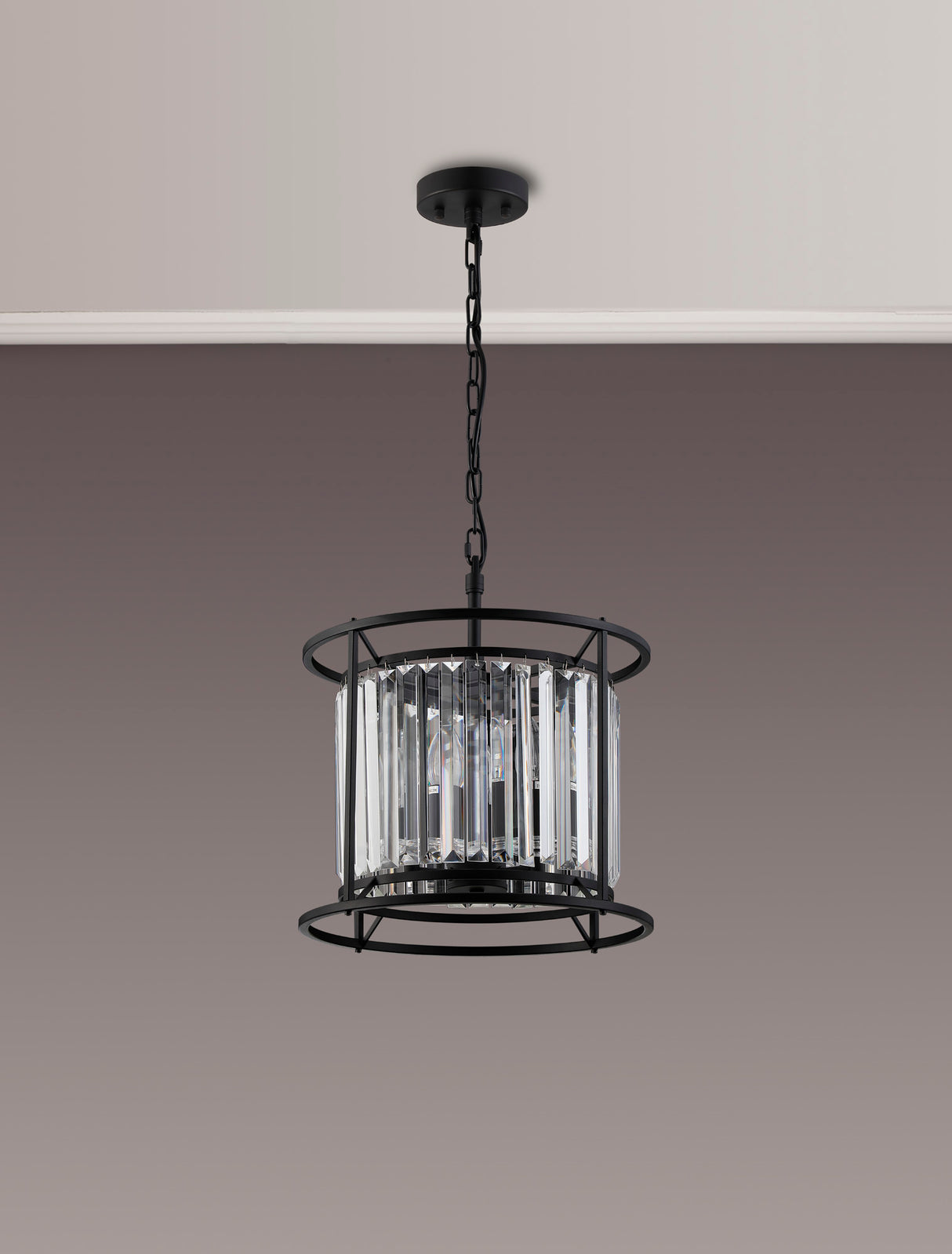 ROY6019 Royal 3 Light Crystal Ceiling Pendant Satin Black