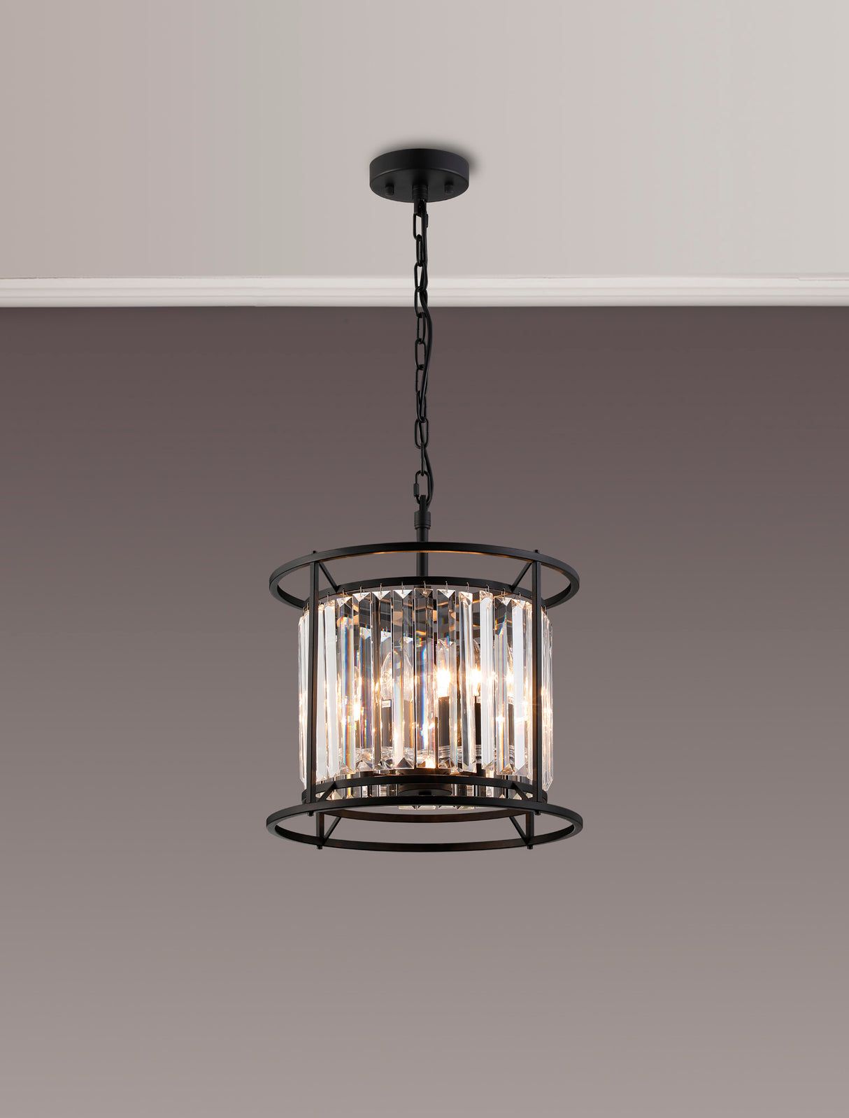 ROY6019 Royal 3 Light Crystal Ceiling Pendant Satin Black