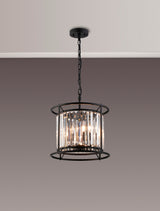 ROY6019 Royal 3 Light Crystal Ceiling Pendant Satin Black