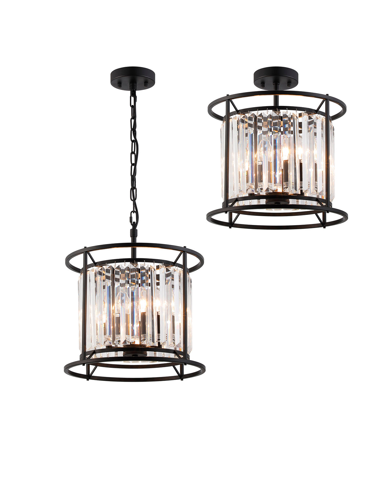 ROY6019 Royal 3 Light Crystal Ceiling Pendant Satin Black