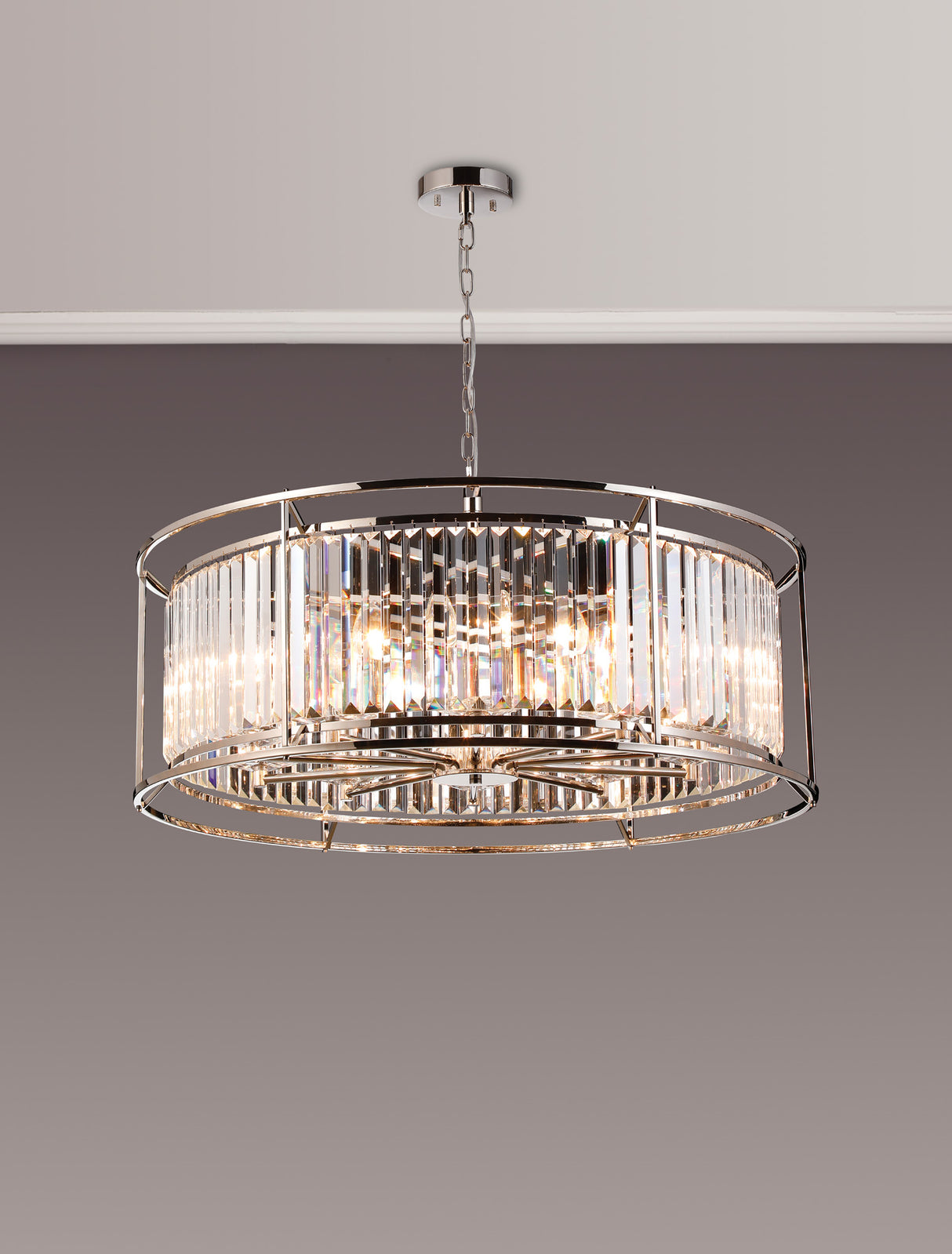 ROY6039 Royal 10 Light Crystal Ceiling Pendant Polished Nickel