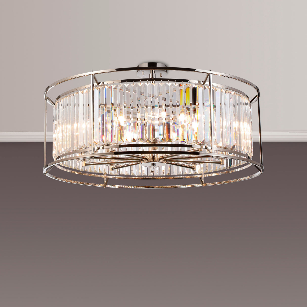 ROY6039 Royal 10 Light Crystal Ceiling Pendant Polished Nickel