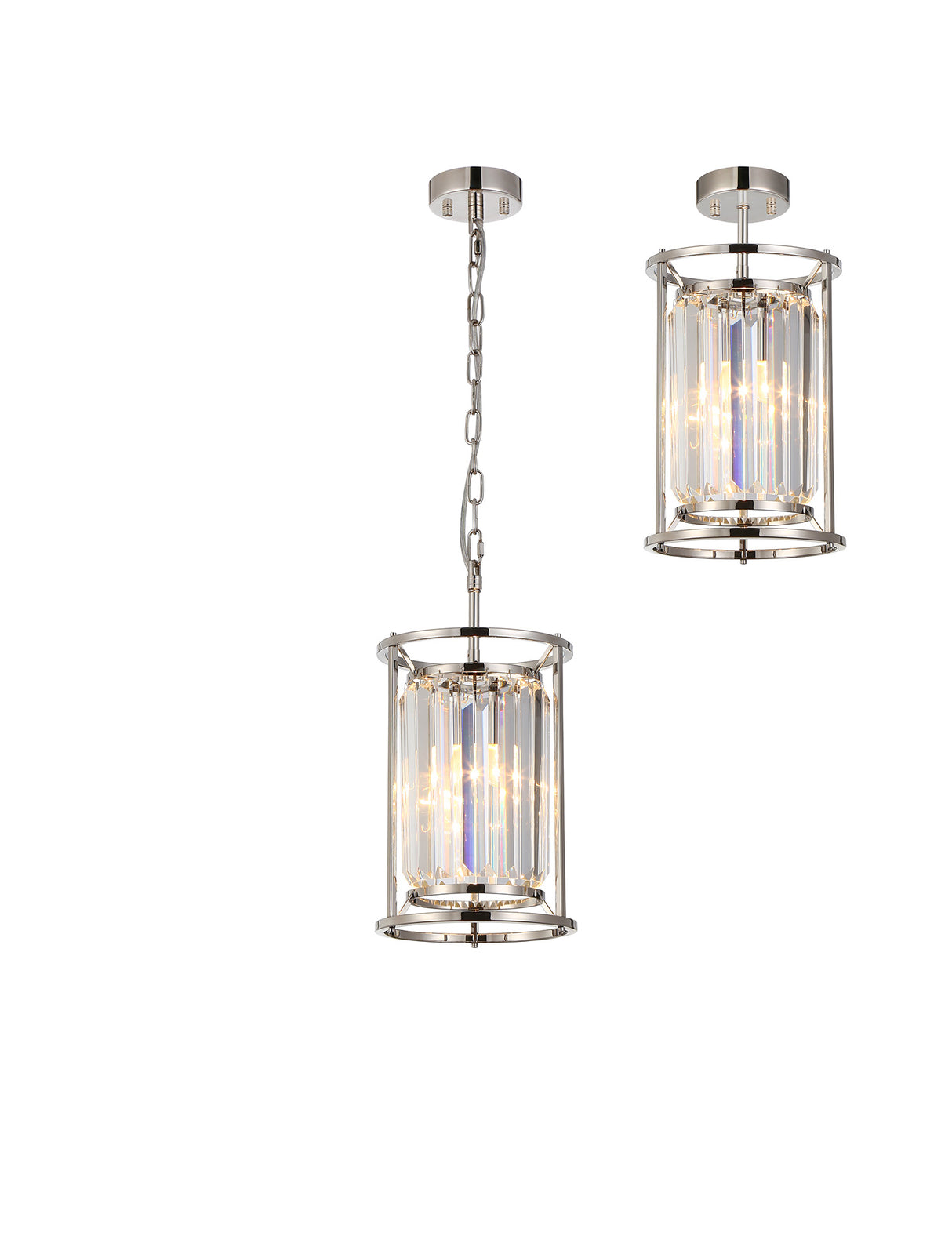 ROY6119 Royal 1 Light Crystal Ceiling Pendant Polished Nickel