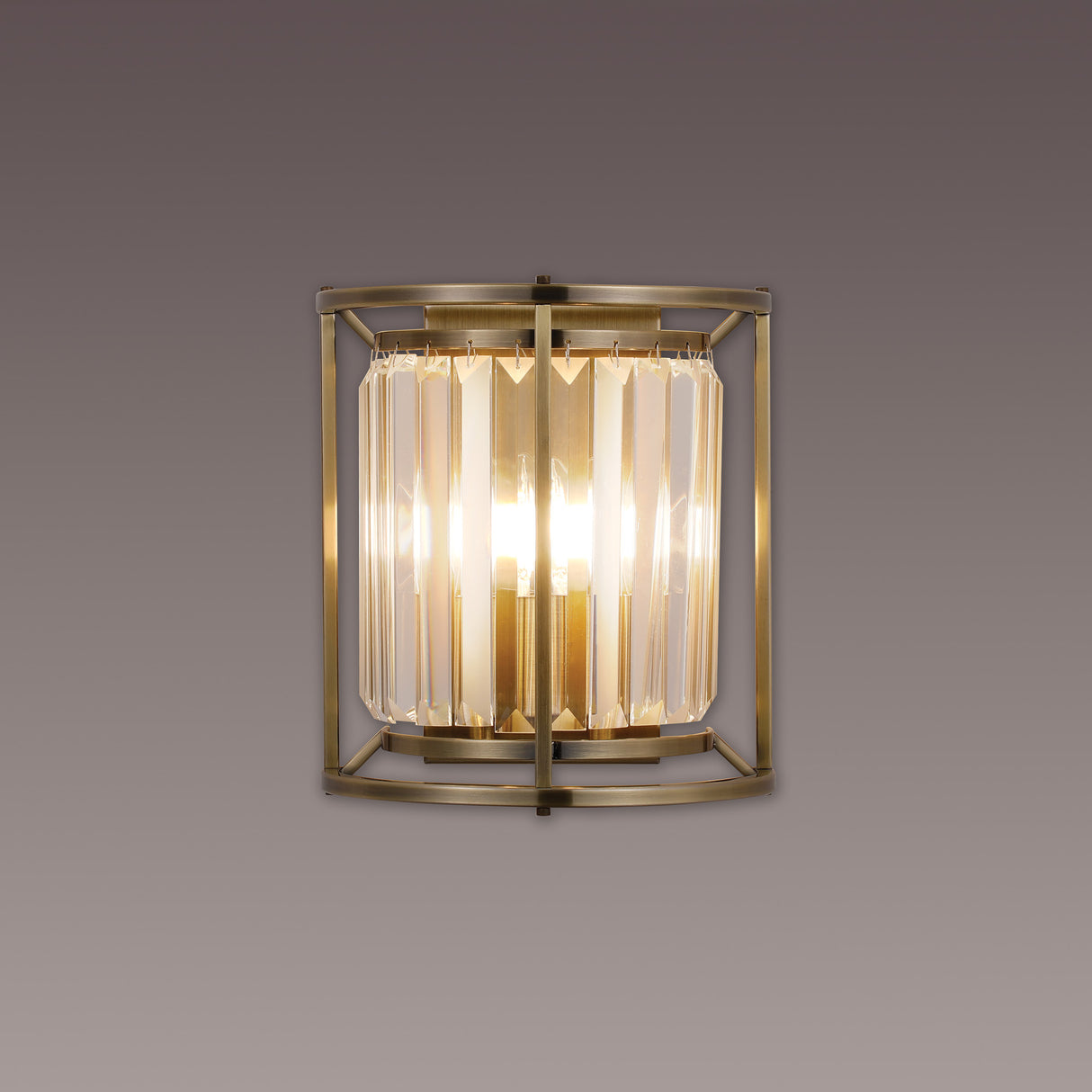 ROY6319 Royal 2 Light Crystal Wall Light Antique Brass