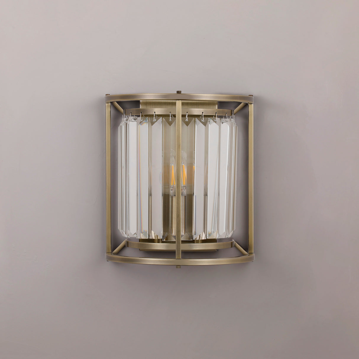 ROY6319 Royal 2 Light Crystal Wall Light Antique Brass