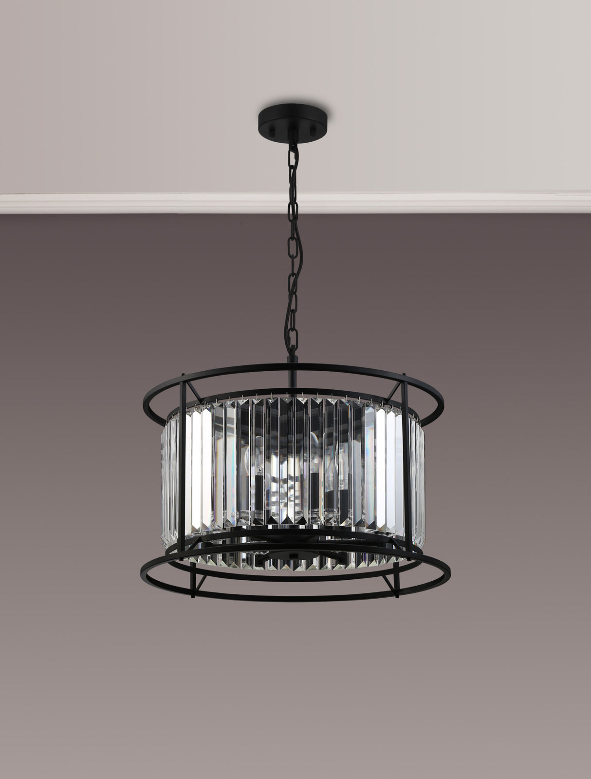 ROY7019 Royal 6 Light Crystal Ceiling Pendant Satin Black