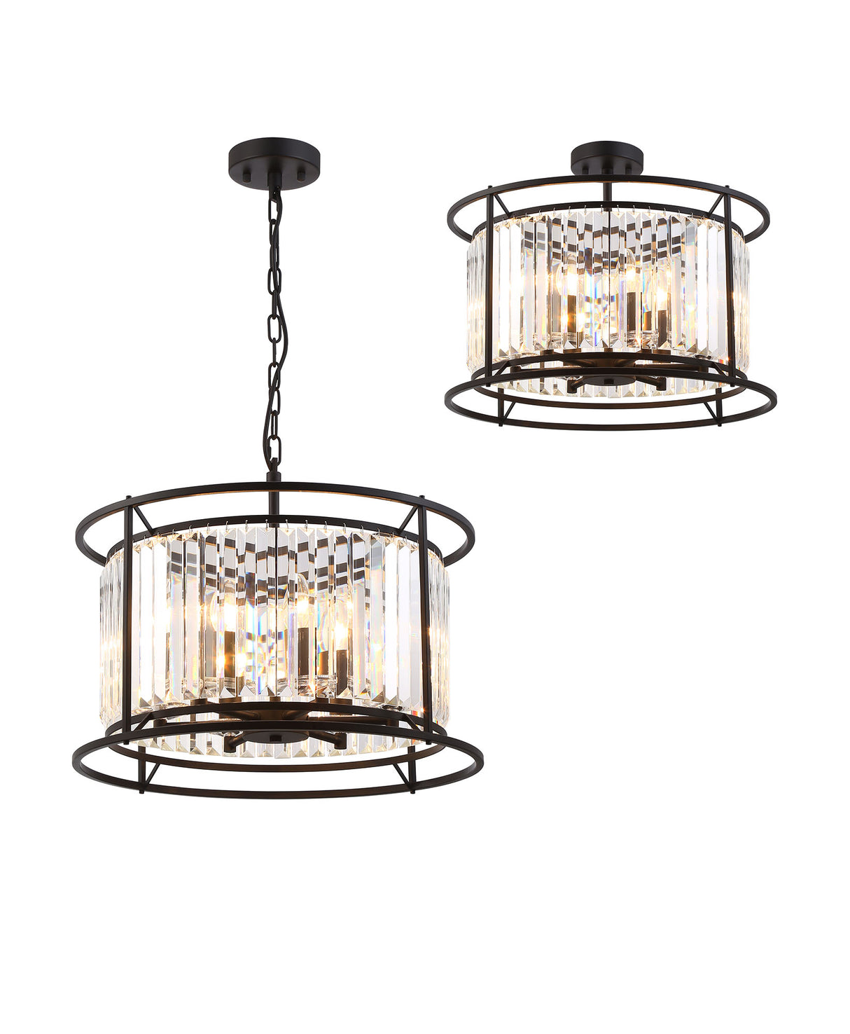 ROY7019 Royal 6 Light Crystal Ceiling Pendant Satin Black