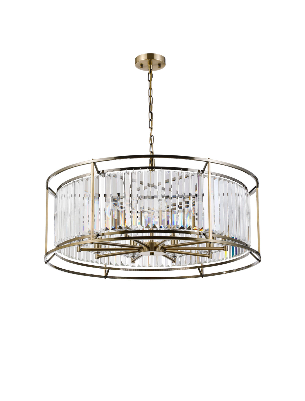 ROY7039 Royal 10 Light Crystal Ceiling Pendant Antique Brass