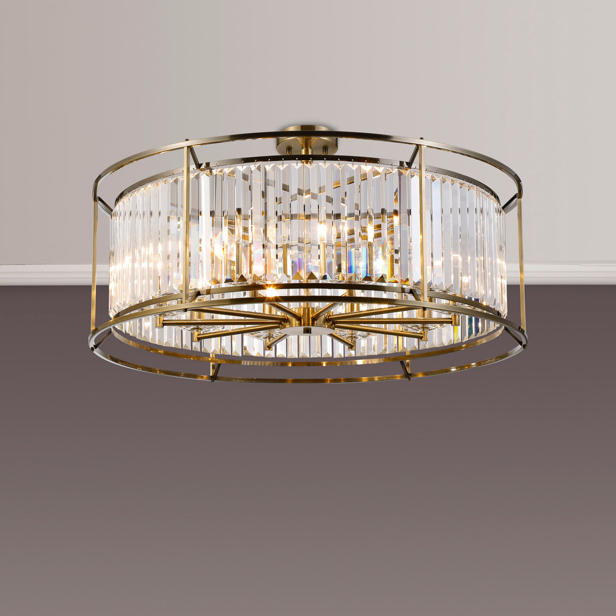 ROY7039 Royal 10 Light Crystal Ceiling Pendant Antique Brass