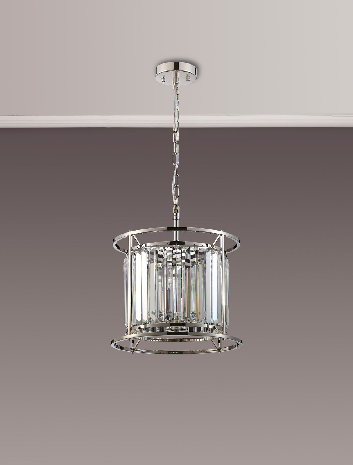 ROY7119 Royal 3 Light Crystal Ceiling Pendant Polished Nickel