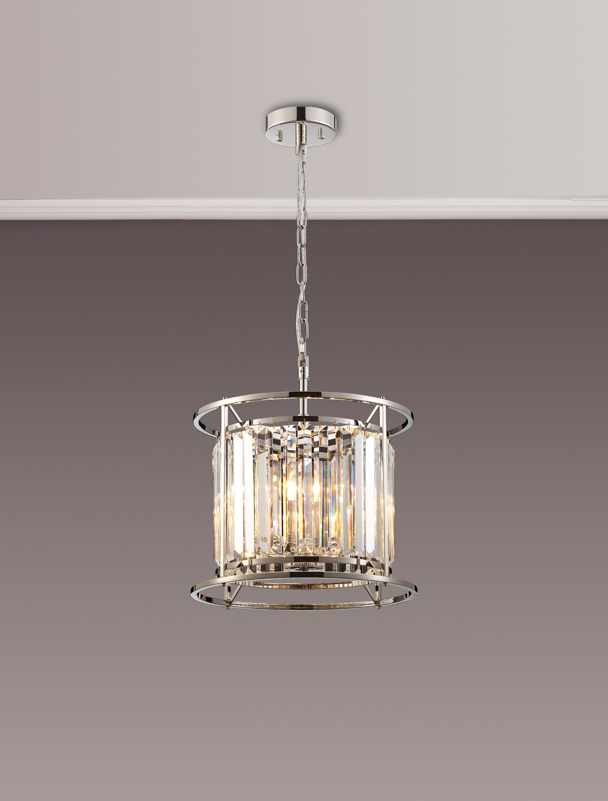 ROY7119 Royal 3 Light Crystal Ceiling Pendant Polished Nickel