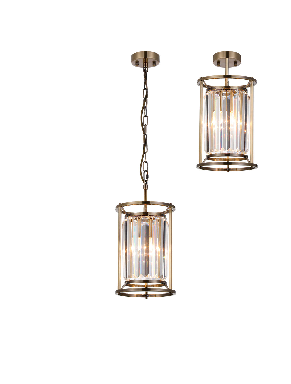 ROY7219 Royal 1 Light Crystal Ceiling Pendant Antique Brass