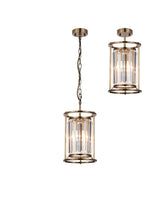 ROY7219 Royal 1 Light Crystal Ceiling Pendant Antique Brass