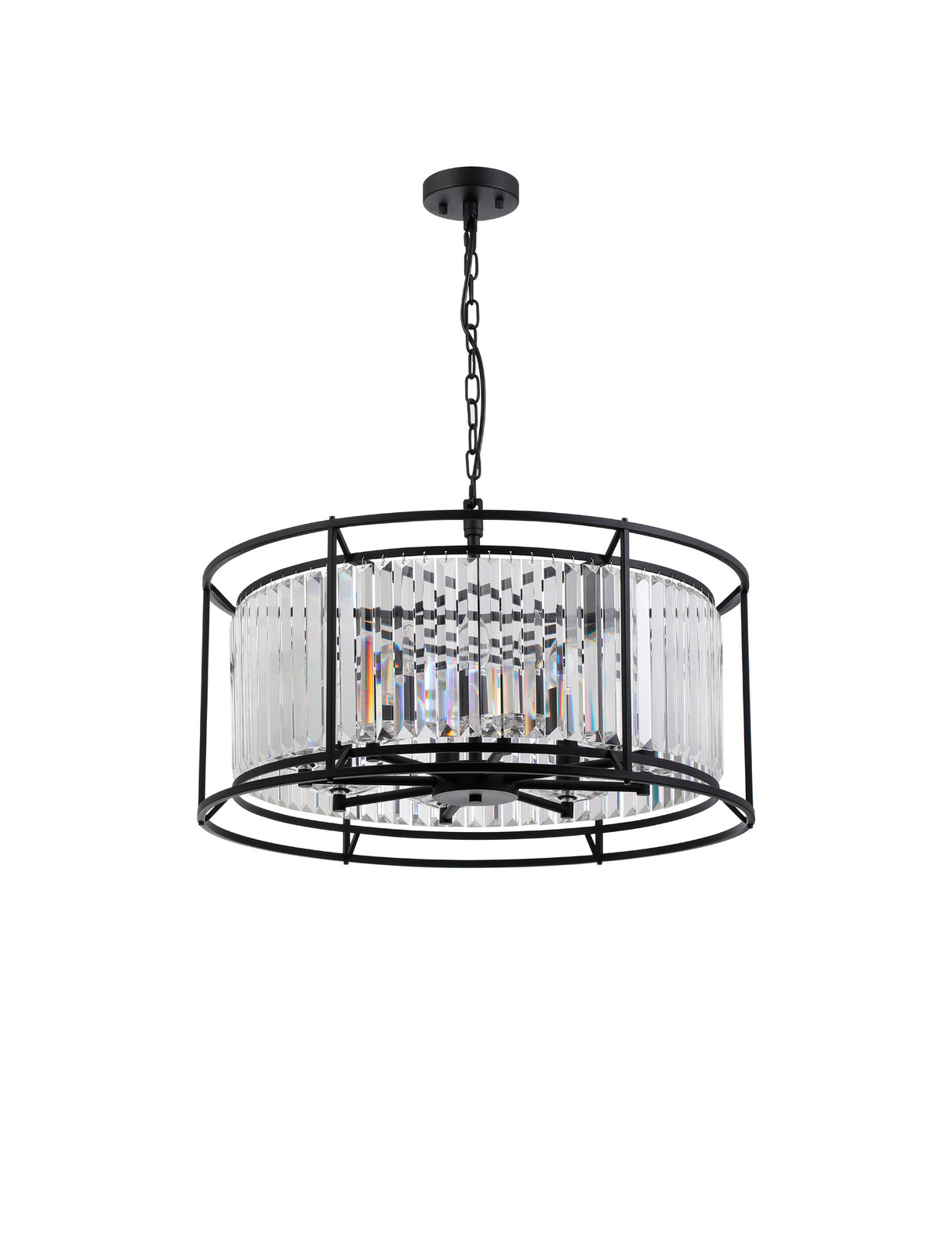 ROY8019 Royal 8 Light Crystal Ceiling Pendant Satin Black