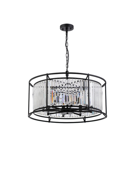 ROY8019 Royal 8 Light Crystal Ceiling Pendant Satin Black