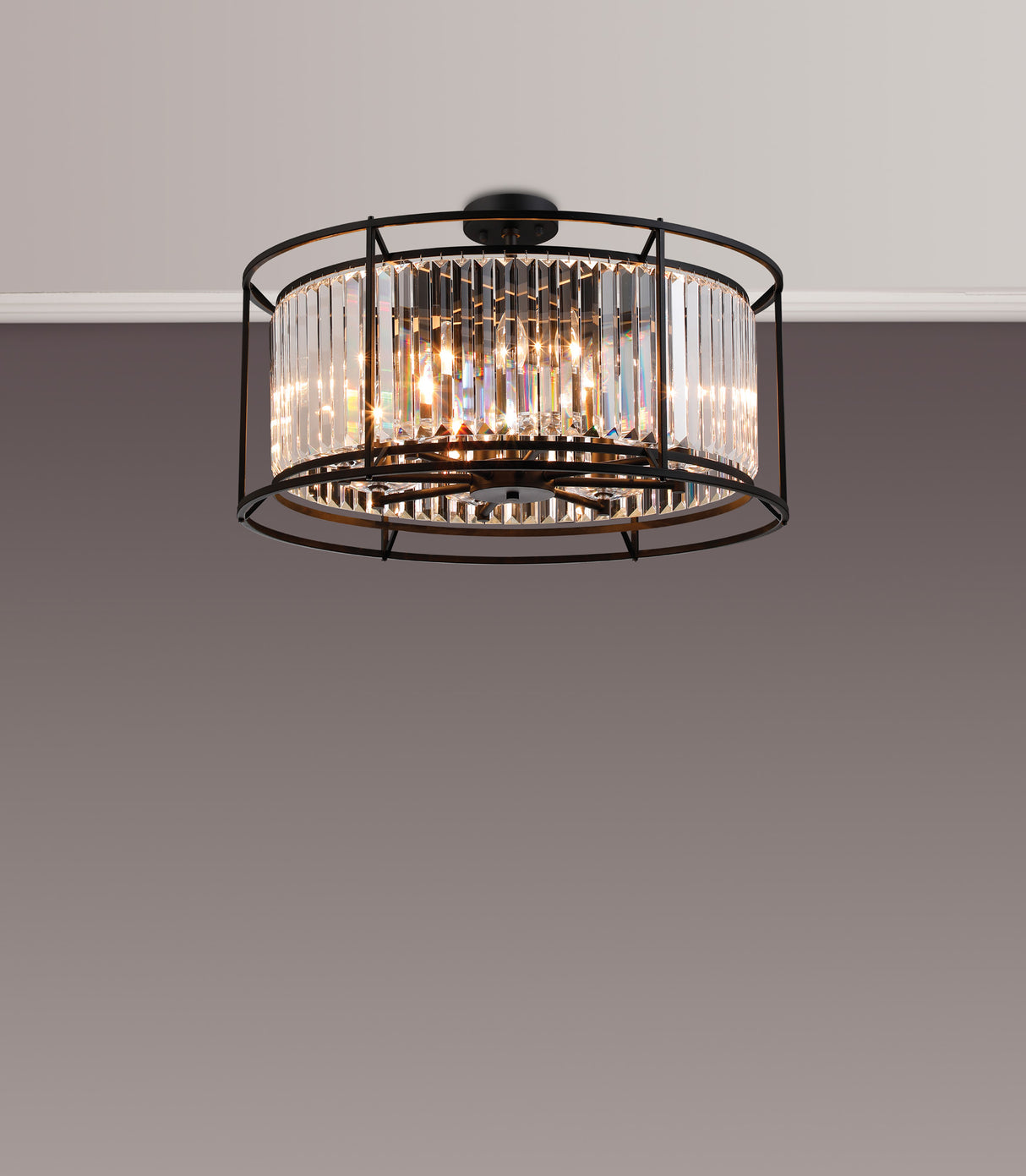 ROY8019 Royal 8 Light Crystal Ceiling Pendant Satin Black