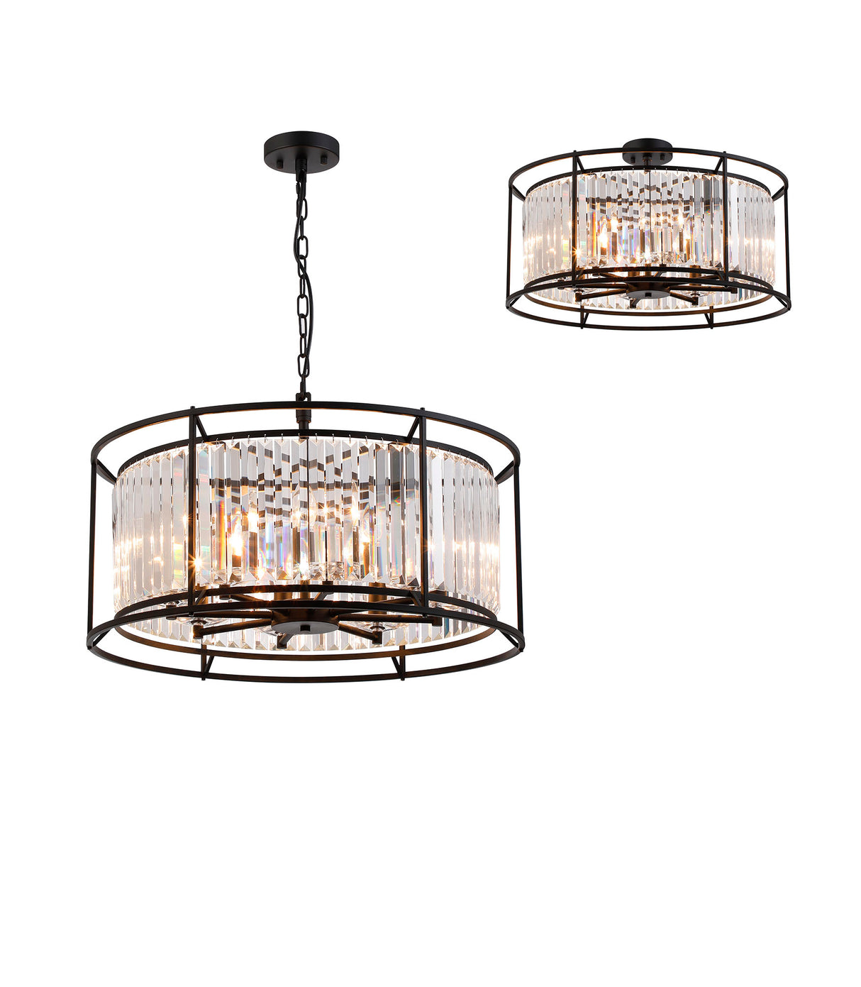 ROY8019 Royal 8 Light Crystal Ceiling Pendant Satin Black