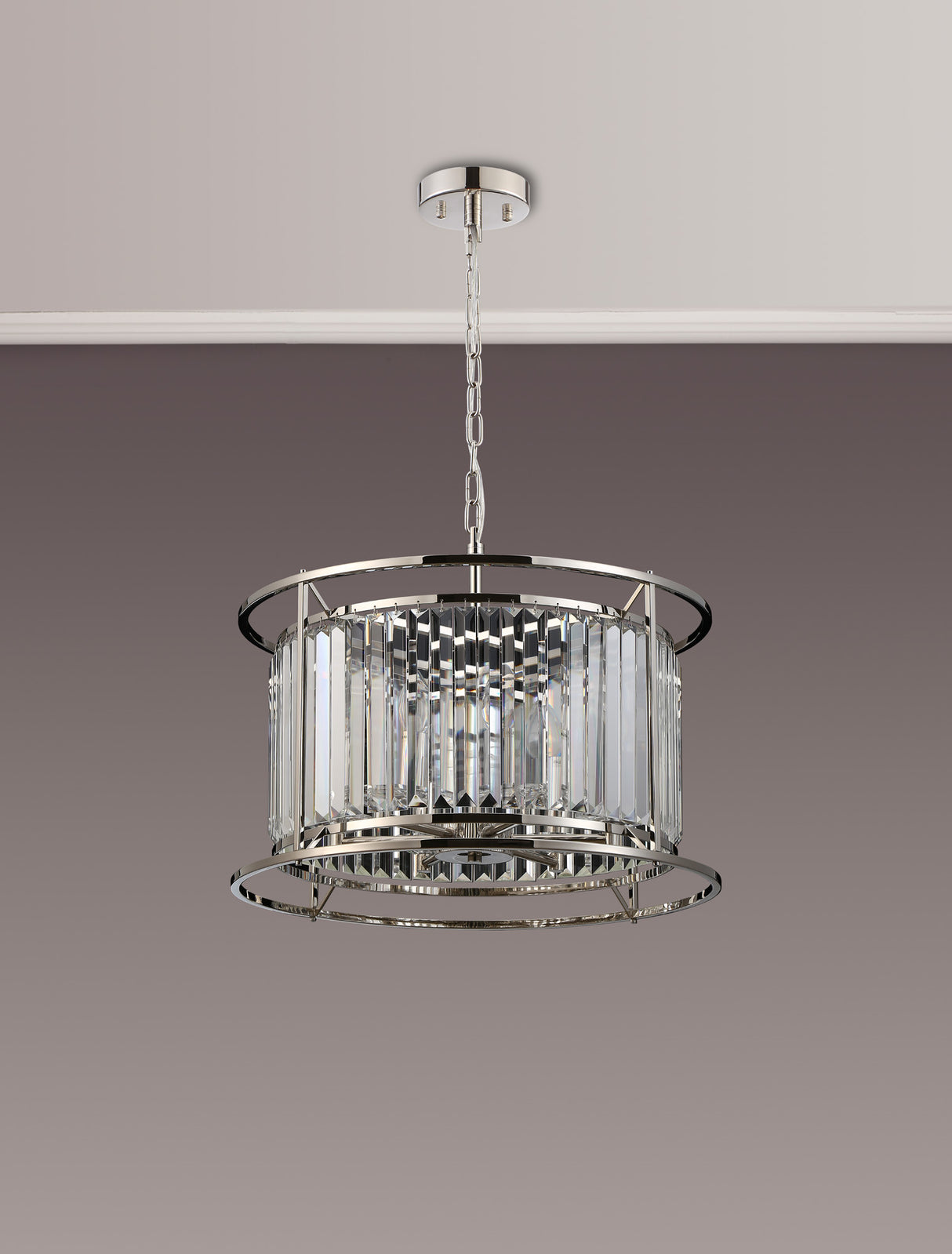 ROY8119 Royal 6 Light Crystal Ceiling Pendant Polished Nickel