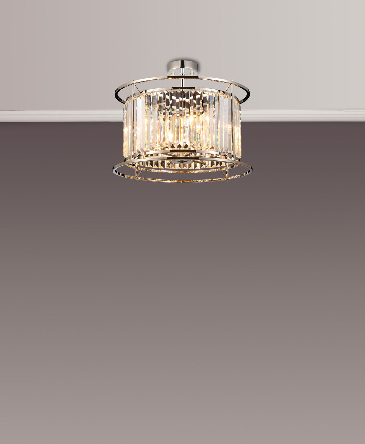 ROY8119 Royal 6 Light Crystal Ceiling Pendant Polished Nickel