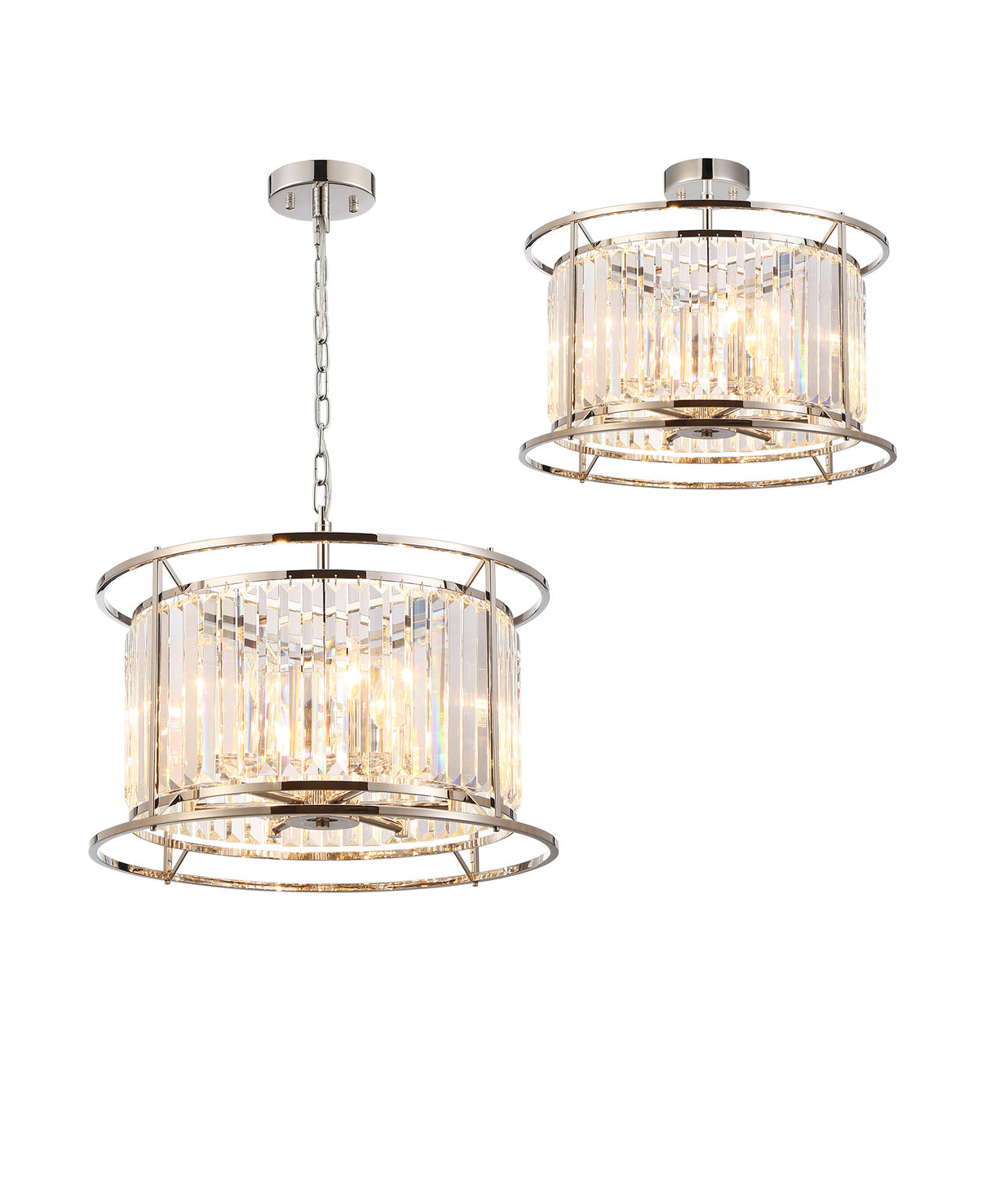 ROY8119 Royal 6 Light Crystal Ceiling Pendant Polished Nickel