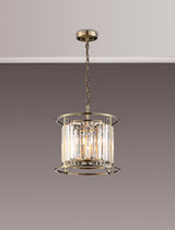 ROY8219 Royal 3 Light Crystal Ceiling Pendant Antique Brass